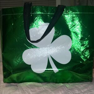 Green Irish ☘️ Clover Tote Bag with Black Handles